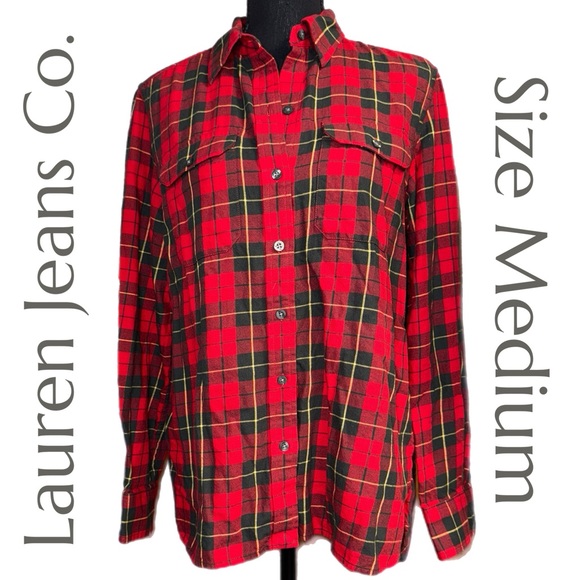 Lauren Ralph Lauren - Lauren Jeans Co. - Classic Red Plaid Flannel - Size Medium - Picture 1 of 9